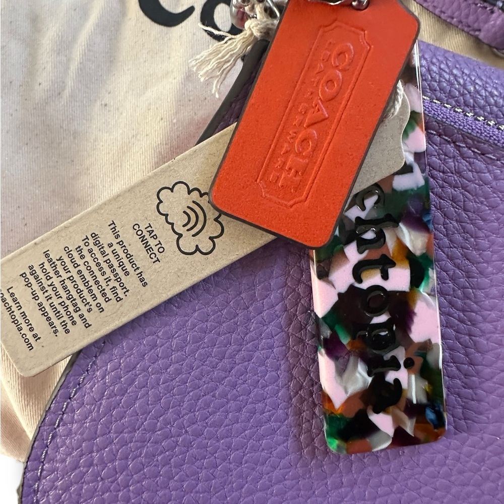 Coachtopia Purple and Orange Wavy Dinky Double Pouch Bag Iris/Sun Orange NWT - Picture 7 of 12